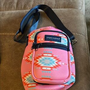 Simply Southern Pink and Blue Geometric Crossbody Bag water jug holder